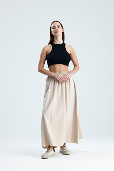 vikitekno Premium Quality Women's Linen Skirt