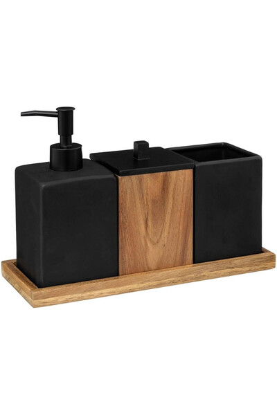 Olivy Bathroom accessories set, 4 pieces, soap dispenser, toothbrush holder, ...