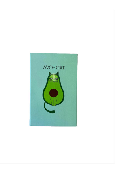 mercanpromosyon Coral "Avo-Cat" Printed Green Color Cute Cat Design Notepad