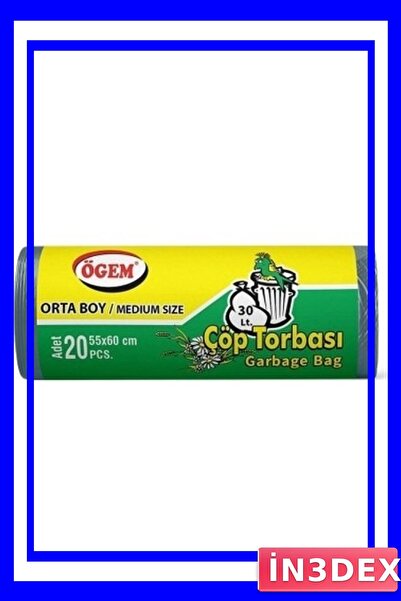 İN3DEX Medium Size Garbage Bag 55X60 cm 100 Pieces Blue Roll Pack