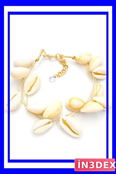 İN3DEX White Seashell Patterned Women's Ankle Accessory