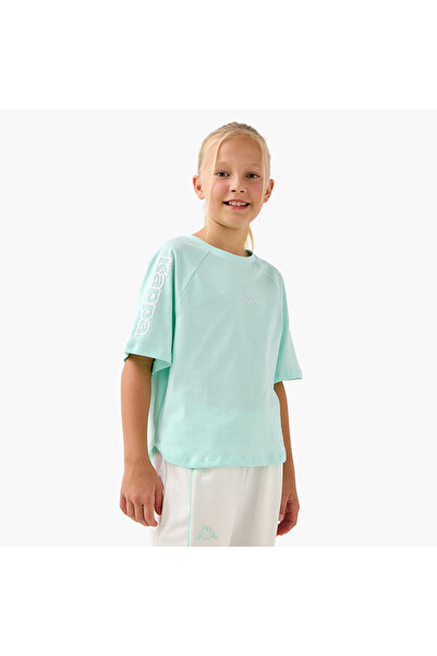 Kappa Logo Print Crew Neck T-shirt with Raglan Sleeves