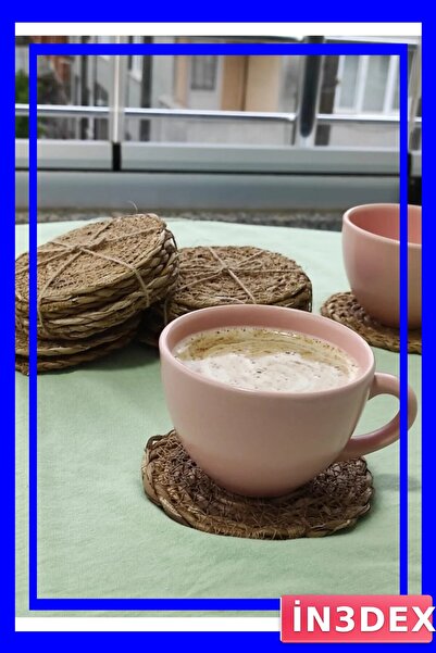 İN3DEX Handmade Wicker Coaster Set 6 Pieces