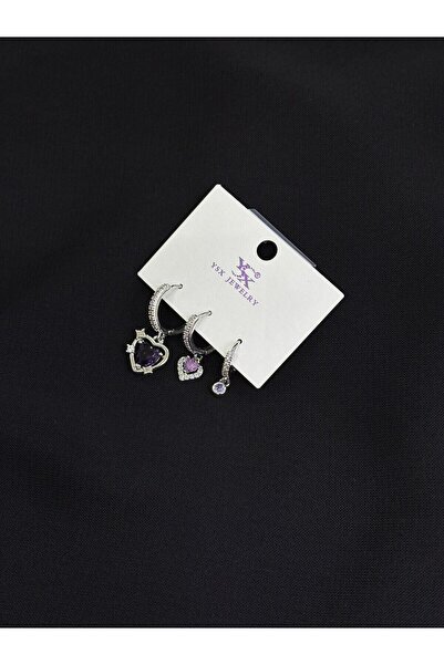 Melisa Takı & Aksesuar Ysx Jevelry Steel Silver Color 3-Piece Earrings