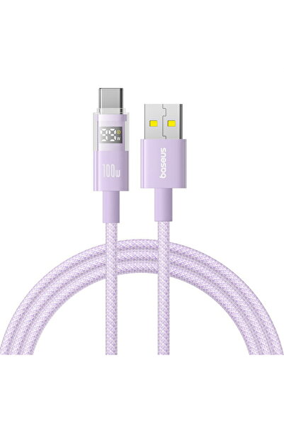 Baseus Data Cable with Digital Display, USB to Type-C, 100W, 2m - Nebula Purple