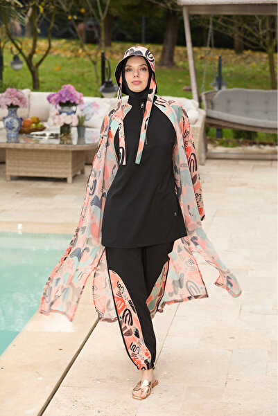 İYİBU Allsea Women's Fully Covered Hijab Swimsuit Set of 4 Lycra for Sea and ...