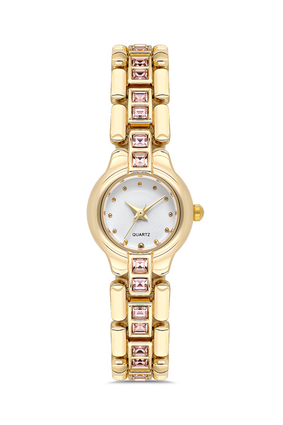 Ticarto Women's Minimal Pink Stone Gold Color Wristwatch Tctsn001401S0460