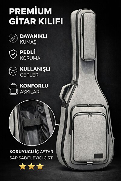Erga Müzik Льняна сіра акустична гітарна сумка Водонепроникна підкладка – фік...