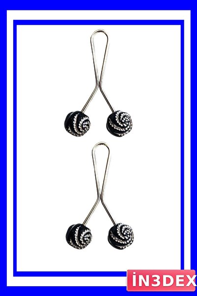 İN3DEX Hijab Scarf and Shawl Fixing Clip Set Black Patterned