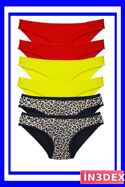 İN3DEX Lycra Slip Panties 6 Pack Leopard Patterned