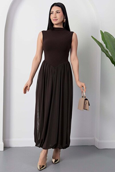 PULLIMM High Neckline Skirt Tulle Sleeveless Dress Grs3881