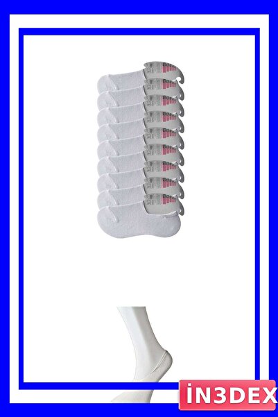 İN3DEX White Colored Women's Ballerina Socks Pack of 9 Pairs