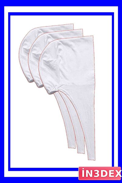 İN3DEX Lace-Up Lycra White Hijab Bonnet Set 3 Pieces