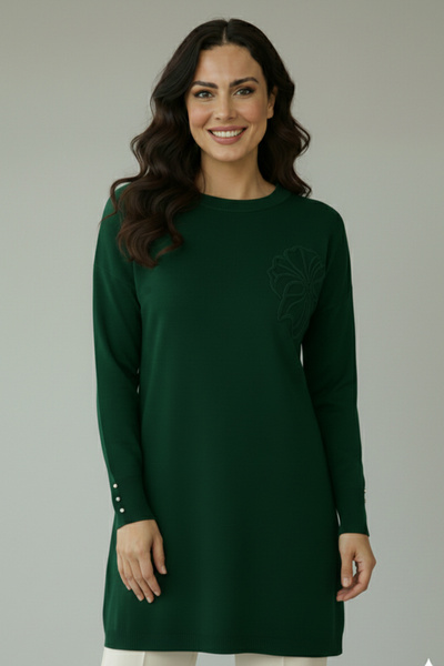 benguen Floral Patterned Tunic N3303 Emerald Green