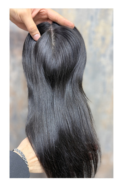 HalitCan HairKing İpek Taban Tek Kat Tepelik – 65cm Doğal Renk Özbek Saçı – 7...