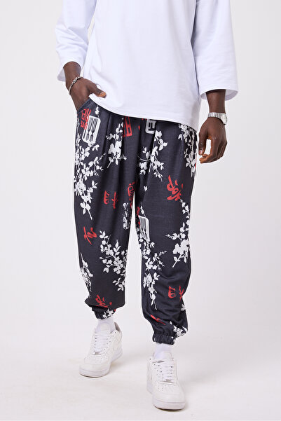 Superbluemexico Unisex Street Style Printed Wrinkled Sports Baggy Trousers