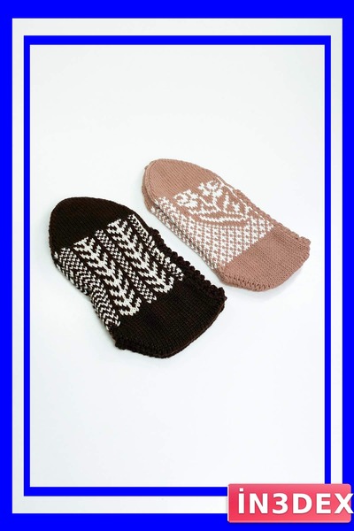 İN3DEX Winter Wool Booties Set 2 Pairs Hand Knitted for Women