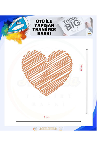 ASELİNDA Çizgili Kalp desenli Ütü İle Yapışan Dtf Transfer Tekstil Baskı Kağıdı