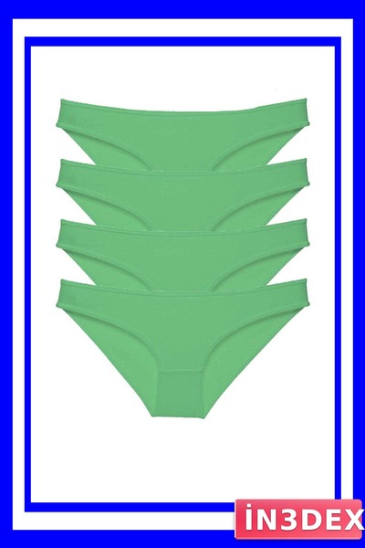 İN3DEX Lycra Women's Slip Panties Set of 4 Green Color
