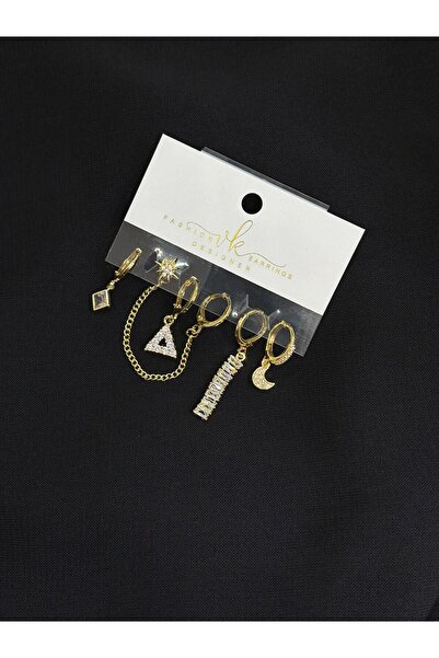 Melisa Takı & Aksesuar 316L Steel Gold Color 6-Piece Earrings