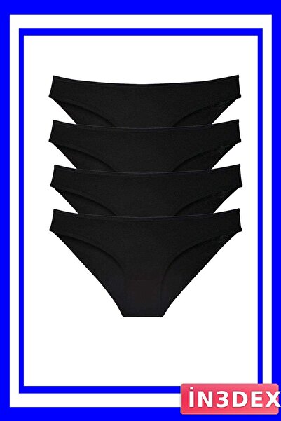 İN3DEX 4 Piece Lycra Women's Slip Panties Set Black Color