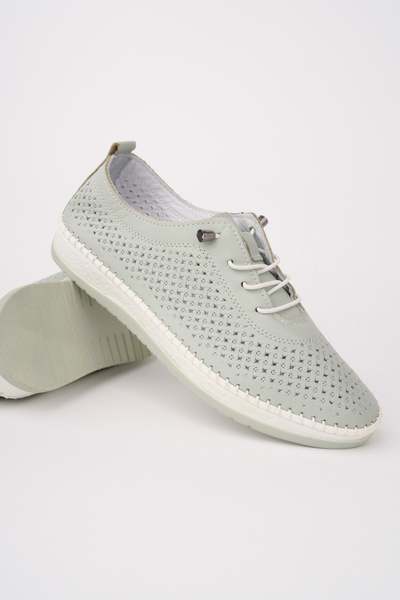 Madam Tarz Vrp-1800 Tied Patterned Genuine Leather Ballerinas