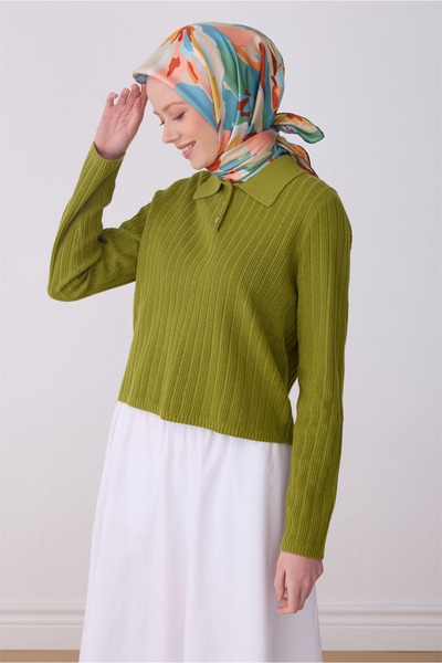 Belli Eșarfă 100% twill mătase cu model floral multicolor albastru bebeluș 43...