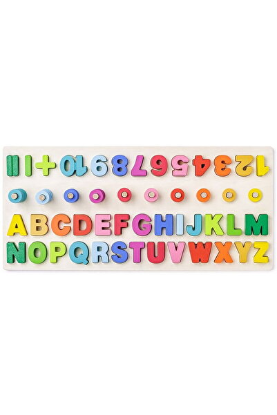 Woodyland Jucărie din lemn - Tablă educativă cu numere și litere