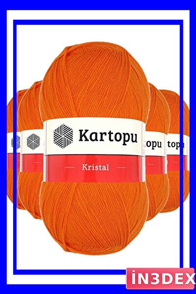 İN3DEX Orange Colored Double Layered Hand Knitted Fiber Yarn 5 Pieces