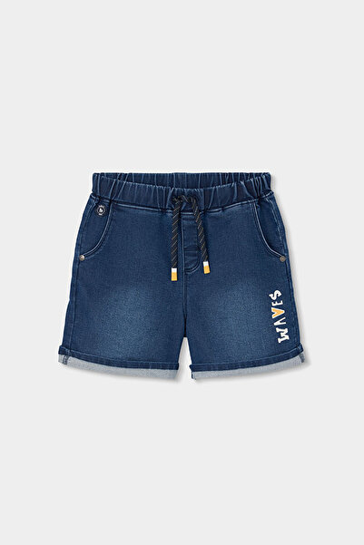 Boboli Waves Patterned Denim Shorts 2-6 Years Blue