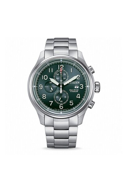 Citizen Erkek Kol Saati Titanyum Gümüş Kordon Yeşil Kadran 44MM Safir Cam 10 ...