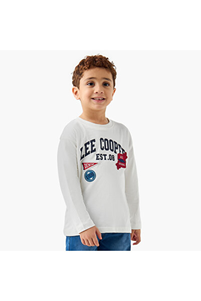 Lee Cooper Printed Crew Neck T-shirt and Long Sleeves