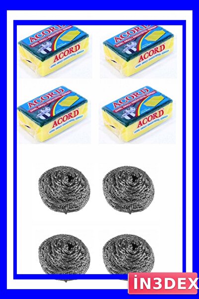 İN3DEX Industrial Dish Cleaning Set 4 Sponges and 4 Wires