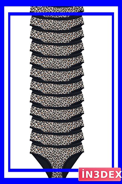 İN3DEX Lycra Soft Textured Slip Panties 12 Pieces Leopard Pattern