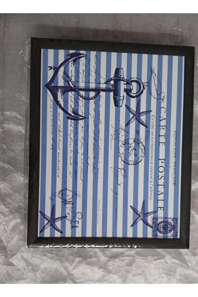 esdekor Black Border Sailor Back Navy Blue Cushioned Patterned Enjoyment Tray...