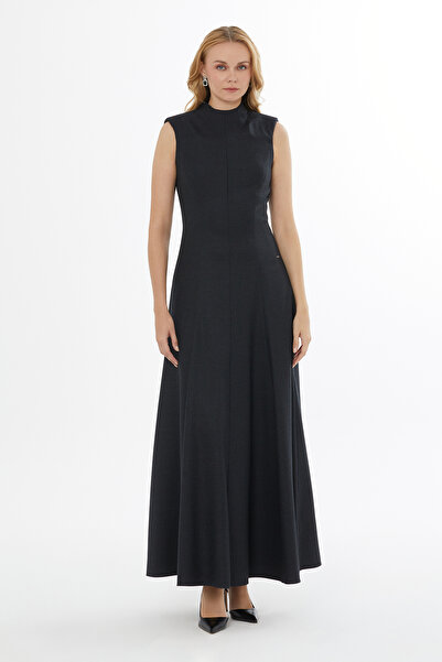 GİZİA Bisiklet Yaka Arkası Gizli Fermuarlı Elbise