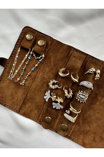 ringbox حقيبة مجوهرات من الجلد باللون البني الفاتح (100% جلد)