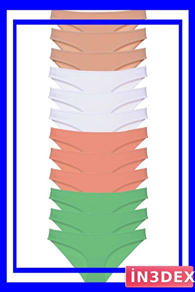 İN3DEX Lycra Women's Slip Panties Set 12 Pieces Multiple Color Options