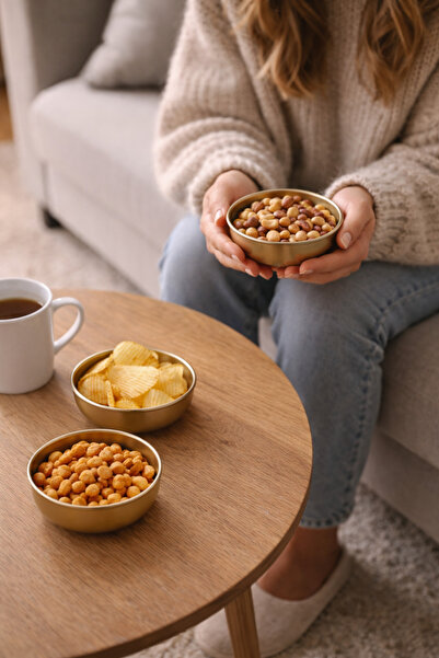 ARVALE Mini Gold Snack Bowl Set of 6 – 9.5 cm Metal Presentation Bowl