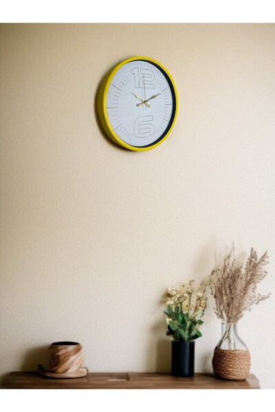 Lunaev ساعة حائط مزخرفة باللون الأصفر مقاس 36 سم