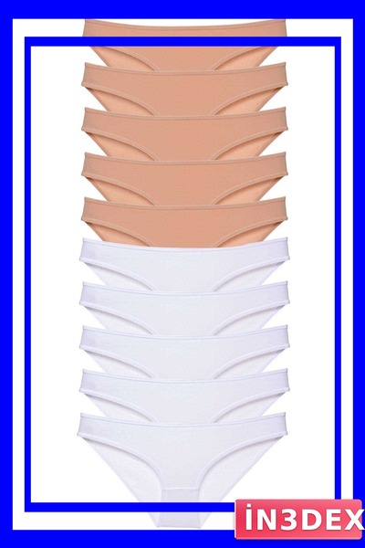 İN3DEX Set of 10 Lycra Women's Slip Panties White Color