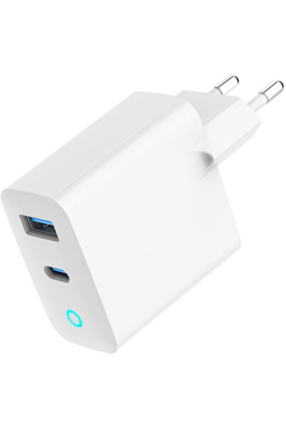 Gembird Încărcător rapid USB GaN cu 2 porturi, 30W, LED, alb