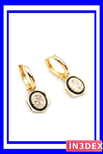 İN3DEX White Colored Stone Detailed Women's Earrings