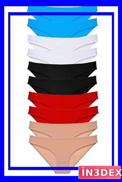 İN3DEX Lycra Women's Slip Set of 10 Black Red Skin White Blue