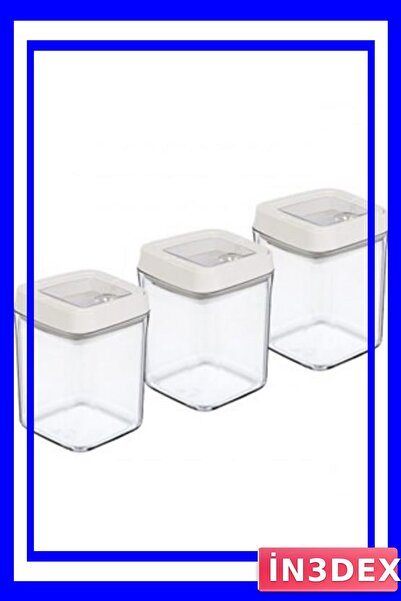 İN3DEX Square Vacuum Storage Jar Set 3 Pieces