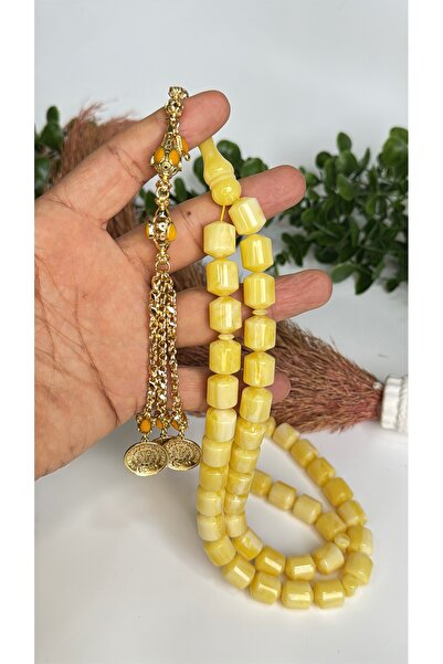 vevasilver Damar Geçişli Toz Kehribar Tesbih ,püskül Usta işi Rhodium kaplama