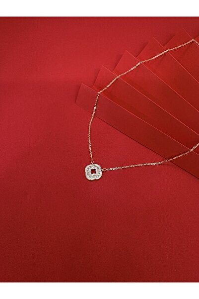 Melisa Takı & Aksesuar Zircon stone clover necklace