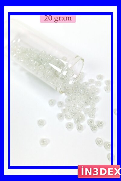 İN3DEX خرز زجاجي ملون بلون اللؤلؤ الأبيض مقاس 4 مم كبير الحجم