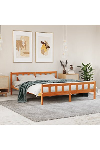 Concept Cadru de pat cu tăblie, maro ceruit, 160x200 cm, lemn masiv pin