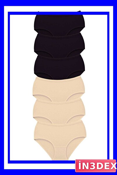 İN3DEX Women's High Waist Bato Panties 6 Pack Thick Elastic